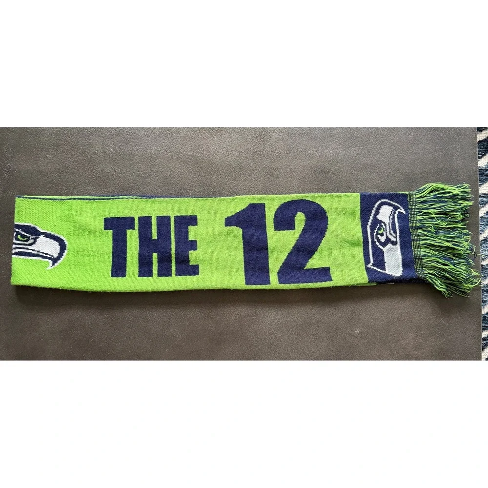 Seattle Seahawks Scarf Bring On The 12 Navy Blue Green Knit Fan Scarf 60 Inch